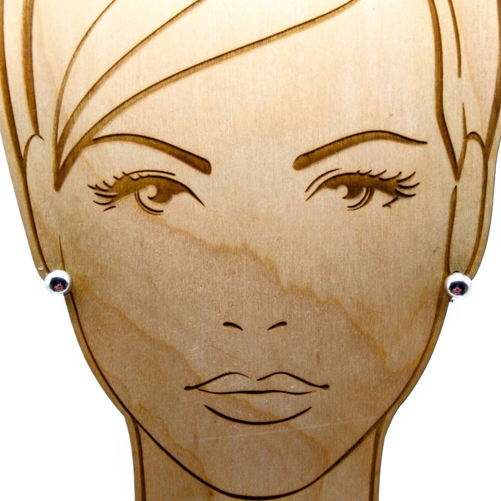 Silver Button Minimalist Earrings, Basic Silver T… - image 1